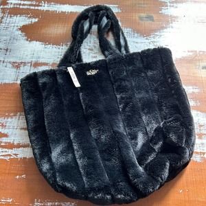 NWT Victoria’s Secret Black Faux Fur tote